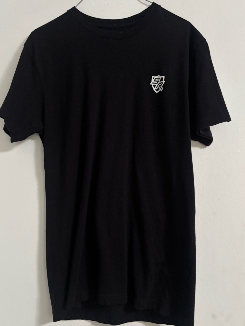 Black Crew Neck T‑Shirt with Small Chest Logo